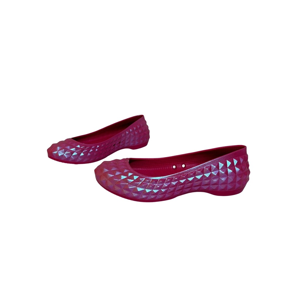 Crocs Super Molded Iridescent Slip On Ballet Flat Size 6 Pink Geometric Textured